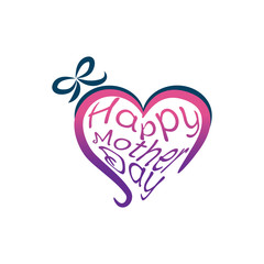 Happy Mothers Day lettering. Handmade calligraphy vector illustration. Mother's day card with heart