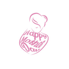 Happy Mothers Day lettering. Handmade calligraphy vector illustration. Mother's day card with heart