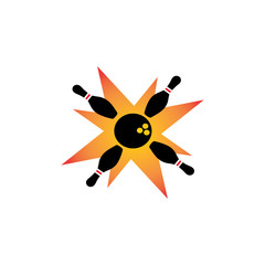 Bowling icon  silhouette  logo on white background