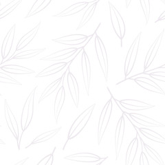 Vector seamless pattern with silhouettes branches and leaves; floral background for fabric, wallpaper, wrapping paper, textile, package, web design. White background. - 309884232
