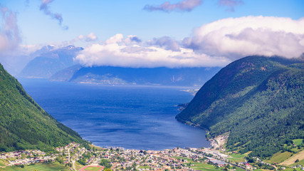 Obraz premium Mountains fjord landscape, Norway