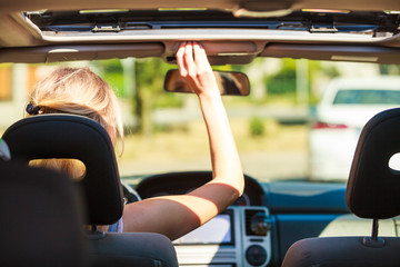 Woman driving car