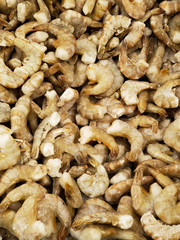 frozen Argentine shrimp closeup. frozen not boiled shrimp