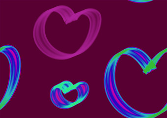 Digital painting in colorful hearts