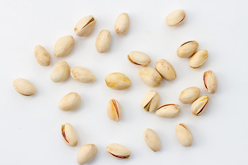 pistachio nuts on white background