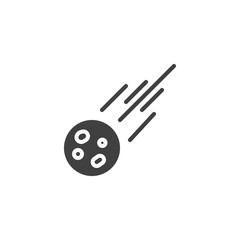 Asteroid falling vector icon. filled flat sign for mobile concept and web design. Meteorite, Comet glyph icon. Symbol, logo illustration. Vector graphics