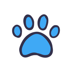 Dog paw doodle, hand drawn sketch. Pet footprint cute illustration.