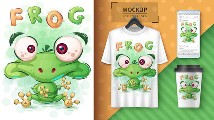 Green frog poster and merchandising