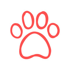 Dog paw doodle, hand drawn sketch. Pet footprint cute illustration.