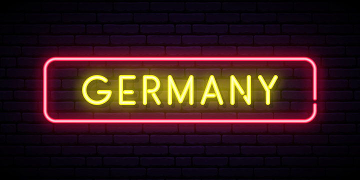 Germany neon sign. Bright light signboard. Vector banner.