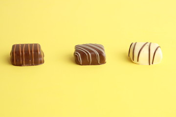 Delicious assorted bonbons cocoa chocolates from Belgium