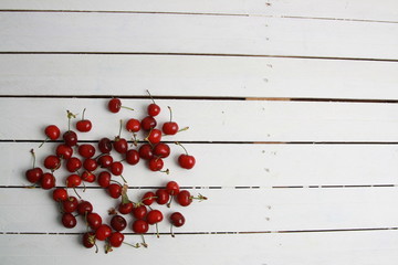 delicious cherries on wooden background