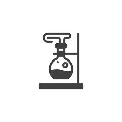 Chemical experiment vector icon. Beaker with reaction filled flat sign for mobile concept and web design. Tube Research glyph icon. Chemistry symbol, logo illustration. Vector graphics
