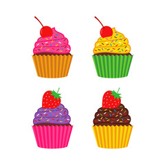 Cupcake Vector Flat Design Illustration