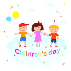 Colorfull of Children's day vector background. Cloud with Children's Day title, balloons.