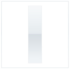 The letter l,  made white and grey, half-and-half. Same colors turn upside down and used in frame. On white background