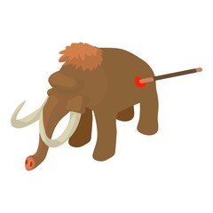 Mammoth hunt icon. Isometric illustration of mammoth hunt vector icon for web