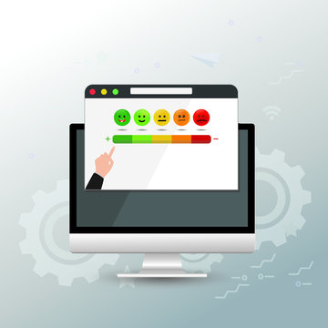 Rating on businessman or customer service. Website rating feedback and review concept.