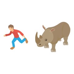 Attack rhinoceros icon. Isometric illustration of attack rhinoceros vector icon for web