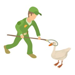 Catching goose icon. Isometric illustration of catching goose vector icon for web