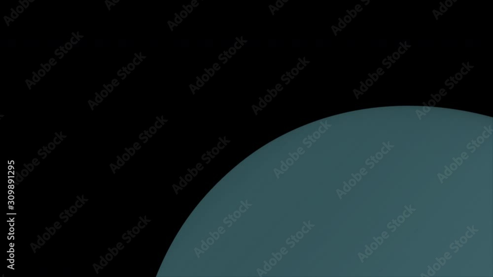Poster computer generated rotation of the planet uranus in outer stellar space. 3d rendering of an abstract