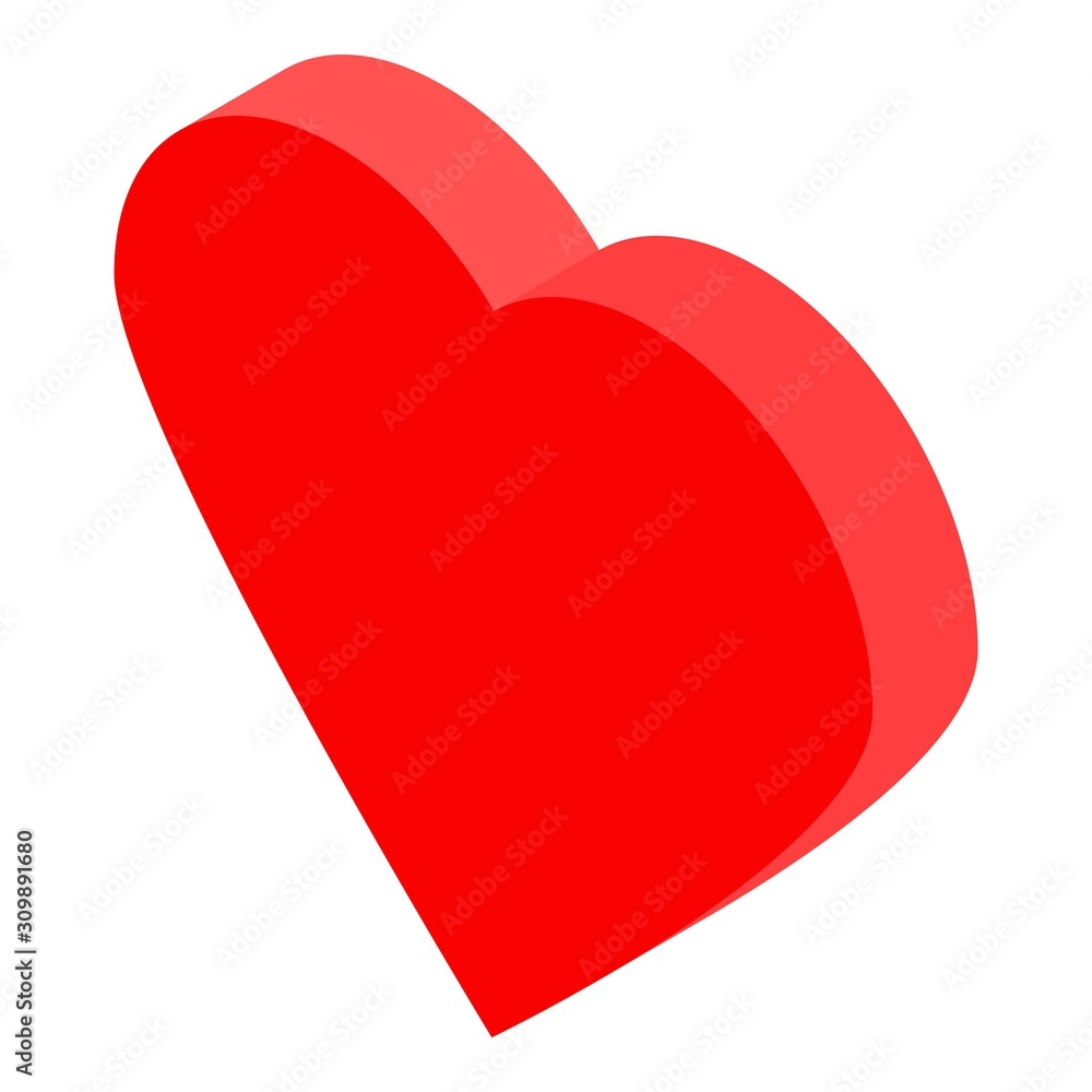 Poster red heart icon. isometric of red heart vector icon for web design isolated on white background