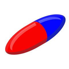 Red blue capsule icon. Isometric of red blue capsule vector icon for web design isolated on white background