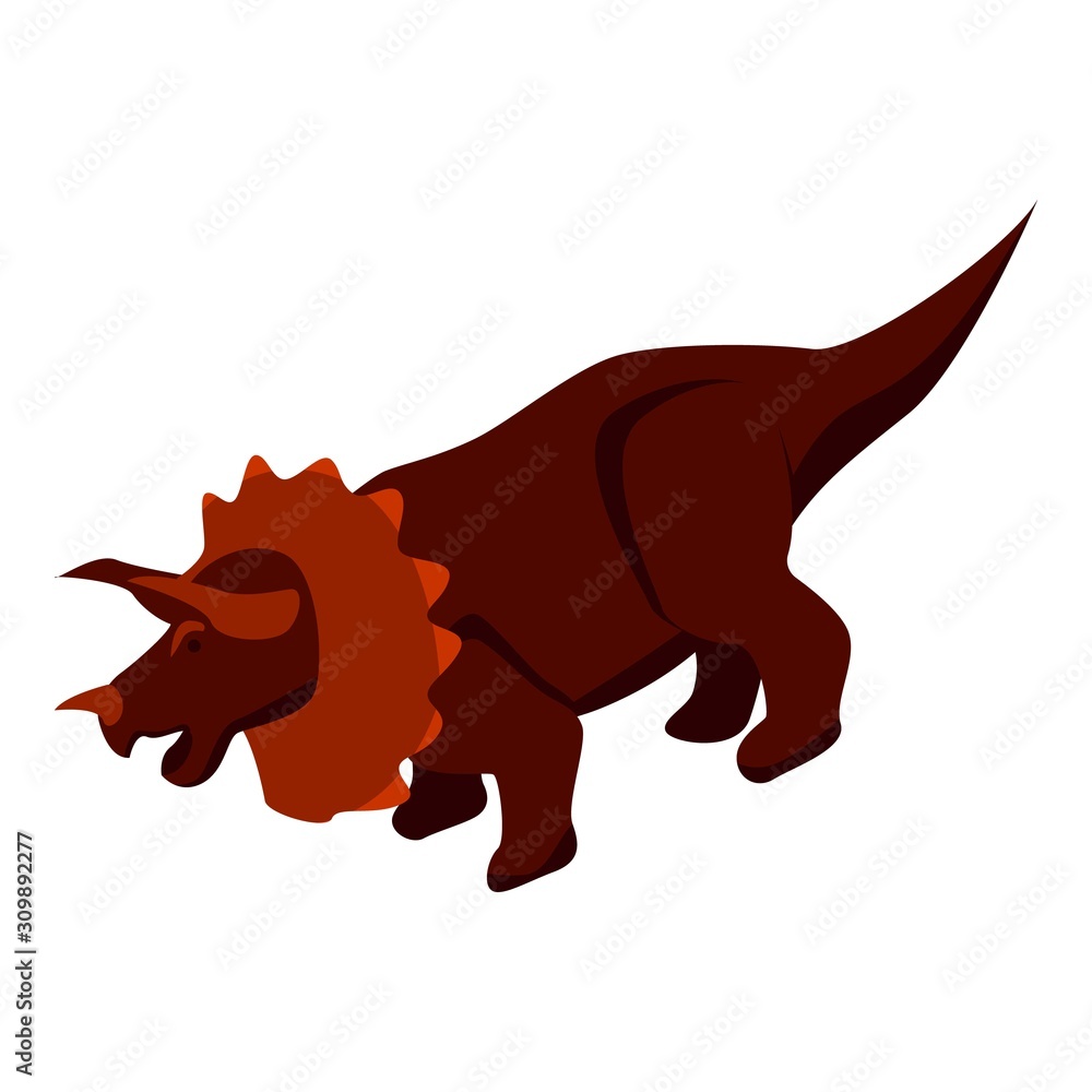 Poster red dino icon. isometric of red dino vector icon for web design isolated on white background