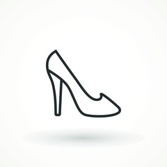 Woman Shoes Vector Icon Isolated On White Background Female shoe. trendy women's shoes vector logo Elegant black slipper Vector illustration. Good for wrapping, print, wallpaper.