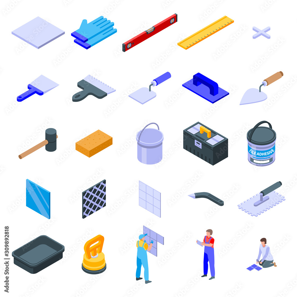 Poster tiler icons set. isometric set of tiler vector icons for web design isolated on white background