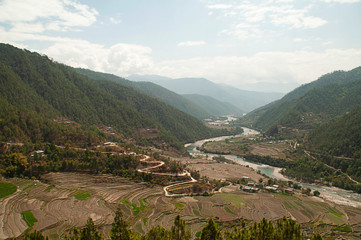 Fototapeta na wymiar Beautiful landscape, Punakha District, Bhutan