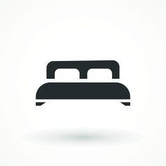 interior furniture household bed icon vector Double hotel room Motel bed icon