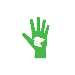 Obraz premium Leaf, Eco friendly hands icon. Vector illustration, flat design
