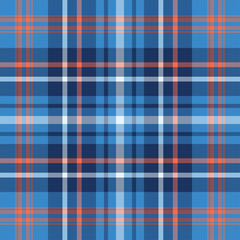 Scottish plaid blue and red seamless checkered vector pattern.