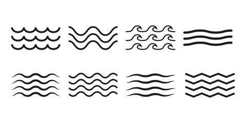 Wave icon set. Vector illustration, flat design.