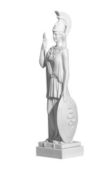 Antique statue of a woman with a shield