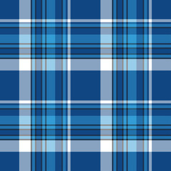 Scottish plaid blue seamless checkered vector pattern.