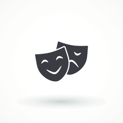 mask theater icon in flat, isolate on white background, vector