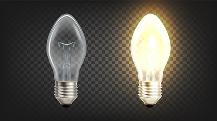 Electrical Glowing Incandescent Light Globe Vector. Filament Of Light Lamp Protected From Oxidation With Glass Bulb Filled With Inert Gas Or Vacuum. Illuminate Device Layout Realistic 3d Illustration