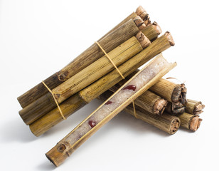 Khao lam, Thailand local food, bean and glutinous rice cooked in bamboo. This picture is small type.