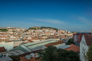 Fototapeta na wymiar Lisbon, Portugal skyline towards Sao Jorge Castle.