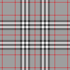 Scottish plaid black and white seamless checkered vector pattern.