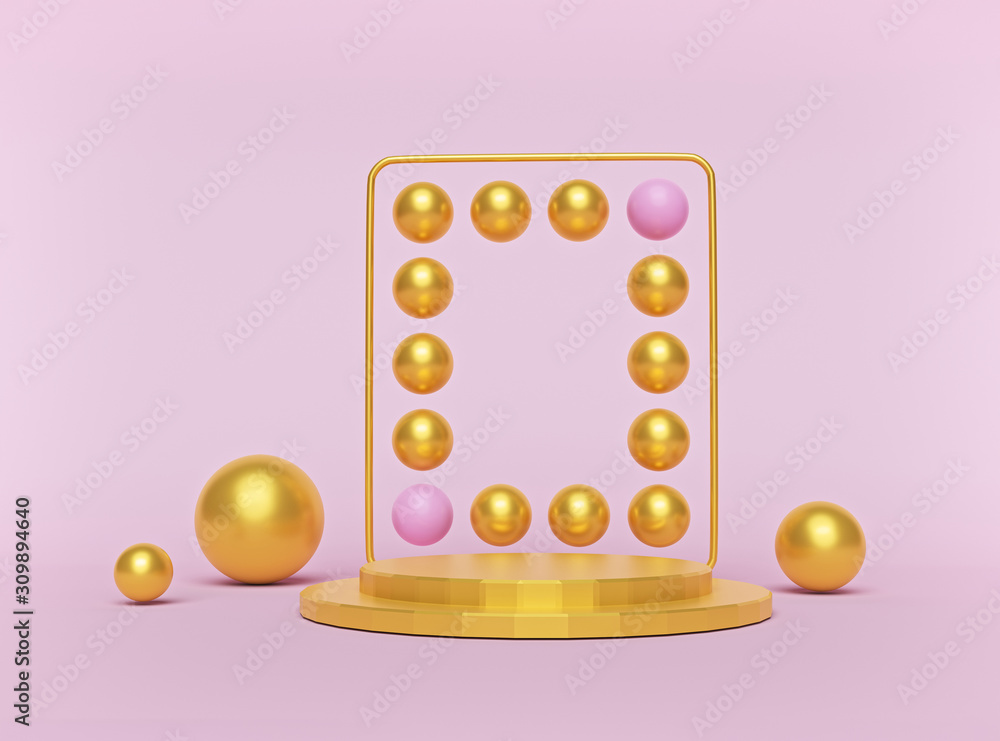Poster golden abstract geometric shapes background with podium. modern design for product presentation. min