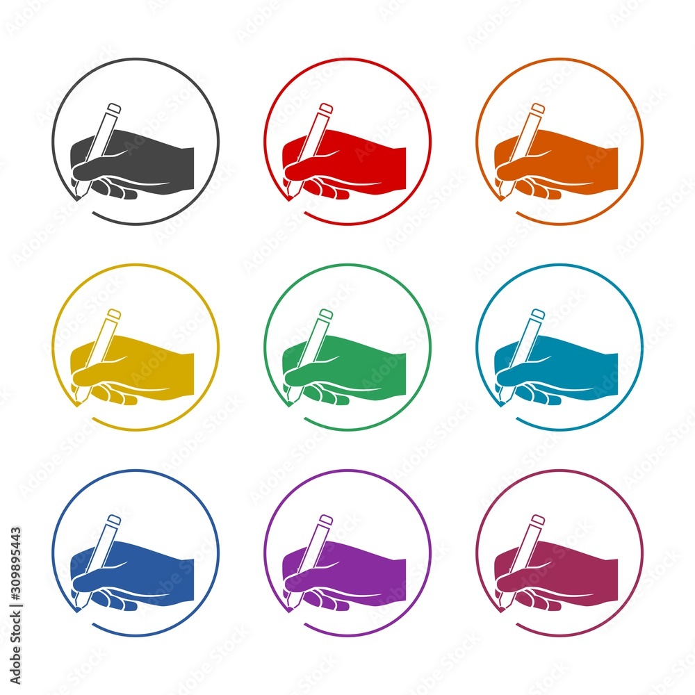 Poster writing color icon set isolated on white background