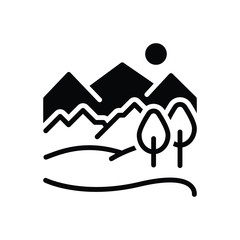 Black solid icon for hill 