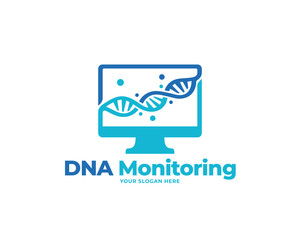 dna monitoring logo vector, health logo design concept