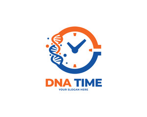 dna time design logo vector, education logo design