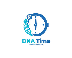 dna time design logo vector, education logo design