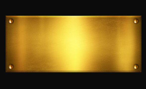 Gold plaque on a black background