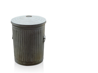 Di cut antique zinc bin on white background, object, copy space